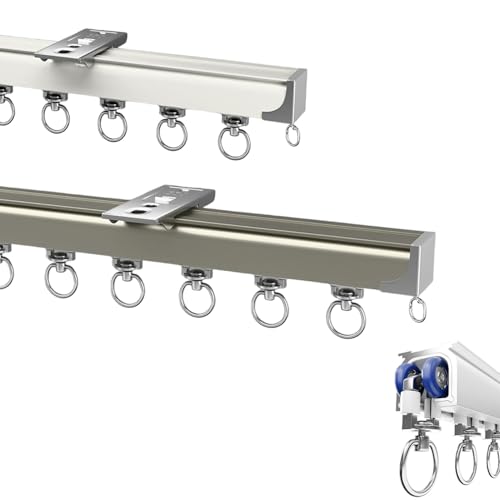 Robustes Deckenschiene 1 Läufig Gardinenschiene aus Aluminiumlegierung Deckenmontage, Decken Vorhangschiene für Schiebevorhang, Längen 0.9m-10m(Champagne,6ft/1.8m) von Generisch