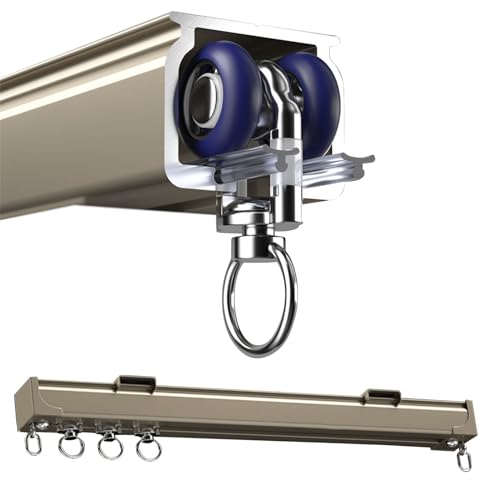 Robustes Vorhangschienensystem, Aluminium-Decken- und Wand-Schiebestange mit verbesserter Rolle und Montageset, ideal für Raumteiler, Fenster und Duschvorhänge. von Generisch