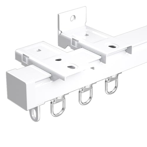 Robustes Vorhangschienensystem für Decken- oder Wandmontage, Vorhangschiene aus Aluminiumlegierung, mit Zubehör, 3 Farboptionen (weiß), 120 cm Länge von Generisch