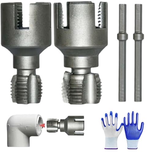 Rohrgewinde-Schneidwerkzeug, integriertes internes und externes Rohrgewindewerkzeug, elektrische Bohrmaschine, kompatibles PVC-Rohreinfädler-Set, 1,27 cm (1/2 Zoll), 3/4 Zoll Größen, Umgewindewerkzeug von Generisch