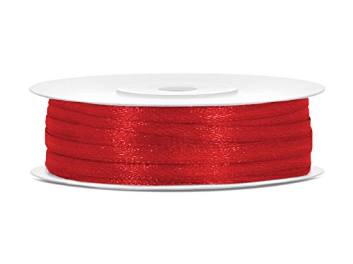 Rolle 50 m Farbwahl 3 mm breit,Satinband, Schleifenband, Dekoband, Geschenkband Schleife Hochzeitsdeko Band, für Creative Idee. (rot 007) von Generisch