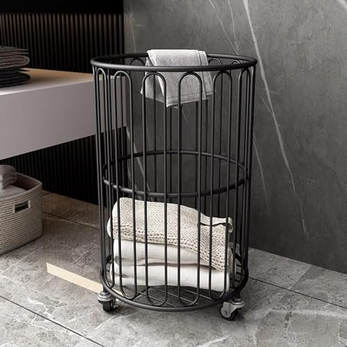 Rollender Wäschekorb aus Metall, runder Netzstoff, 360 ° Wäschebehälter mit Rollen für Wohnzimmer, Badezimmer Rollender Wäschekorb aus Metall, runder Netzstoff, 360 ° Wäschebehälter mit Rollen für Wohnzimmer, Badezimmer von Generisch