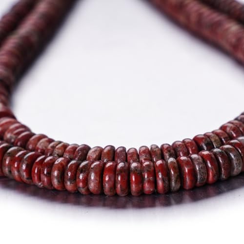 Rondelle Abstandshalter Radscheibe, 2 x 6 mm, Naturstein, lose für Bastelarbeiten, Perlen, Schmuck, Armbänder, Halsketten, (Blutstein) von Generisch