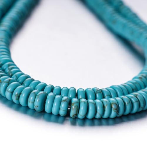 Rondelle Abstandshalter Radscheibe, 2 x 6 mm, Naturstein, lose für Bastelarbeiten, Perlen, Schmuck, Armbänder, Halsketten (grünes Türkis) von Generisch