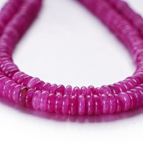 Rondelle Abstandshalter Radscheibe, 2 x 6 mm, Naturstein, lose für Bastelarbeiten, Perlen, Schmuck, Armbänder, Halsketten (rosaroter Stein) von Generisch