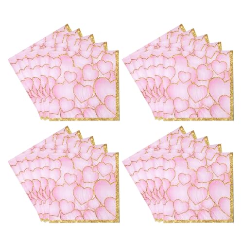 Rosa Herz-Papierservietten,Herz-Serviettenpapier - 20X Geburtstagsteller-Servietten,Tischdekoration „Bachelorette“, dekorative Dinner-Servietten, Valentinstagszubehör für Familienfeiern Rosa Herz-Papierservietten,Herz-Serviettenpapier - 20X Geburtstagsteller-Servietten,Tischdekoration „Bachelorette“, dekorative Dinner-Servietten, Valentinstagszubehör für Familienfeiern von Generisch