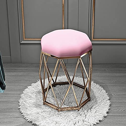 Rosa Luxus-Make-up-Hocker aus Samt mit Metallbeinen, stilvoller Schönheitsstuhl für Wohnzimmer, Schlafzimmer und Schönheitssalon, perfekt für glamouröse Räume und Make-up-Profis Rosa Luxus-Make-up-Hocker aus Samt mit Metallbeinen, stilvoller Schönheitsstuhl für Wohnzimmer, Schlafzimmer und Schönheitssalon, perfekt für glamouröse Räume und Make-up-Profis von Generisch