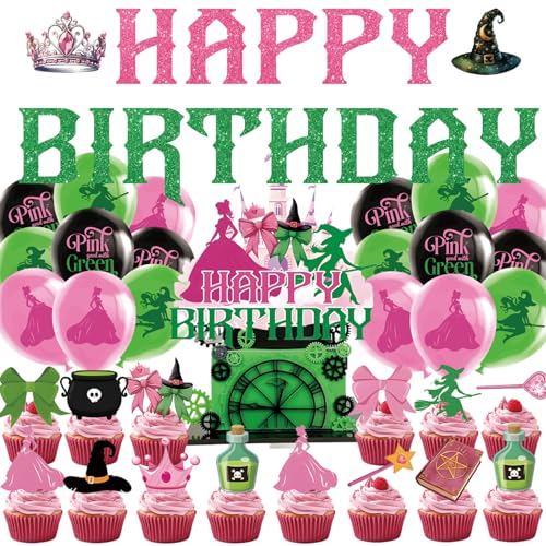 Rosa und Grün Geburtstag Party Dekoration Supplies - 24 Cake Topper, Happy Birthday Banner, 18 Luftballons, 1 großes Cake Topper Set Rosa und Grün Geburtstag Party Dekoration Supplies - 24 Cake Topper, Happy Birthday Banner, 18 Luftballons, 1 großes Cake Topper Set von Generisch