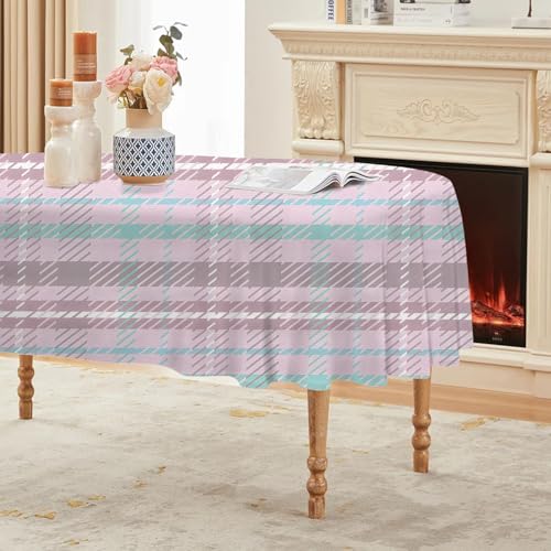 RosaGitter Tischdecke Abwaschbar Oval, Gartentischdecke für Outdoor Plaid, Tischdecke Rosa Wasserabweisend, Tischtuch für Küche, Restaurant, Hochzeit, Bankett (135x180 cm) A68 von Generisch
