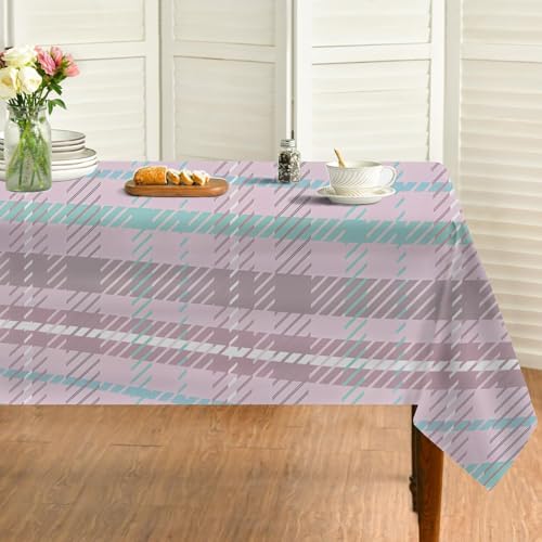 RosaGitter Tischdecke Abwaschbar Rechteckig, Gartentischdecke für Outdoor Plaid, Tischdecke Rosa Wasserabweisend, Tischtuch für Küche, Restaurant, Hochzeit, Bankett (152x304 cm) A68 von Generisch