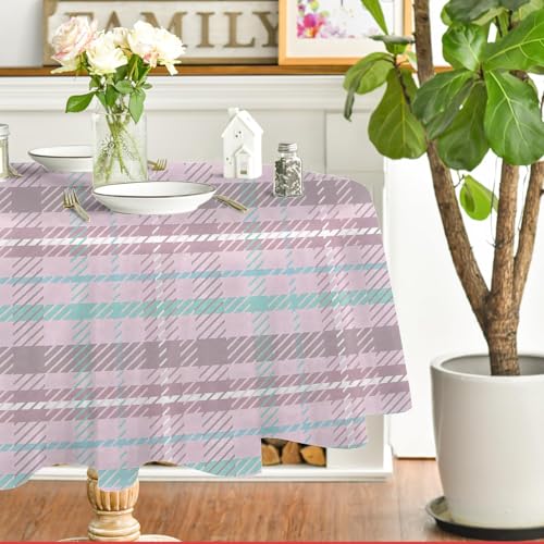 RosaGitter Tischdecke Abwaschbar Rund, Gartentischdecke für Outdoor Plaid, Tischdecke Rosa Wasserabweisend, Tischtuch für Küche, Restaurant, Hochzeit, Bankett (180x180 cm) A68 von Generisch
