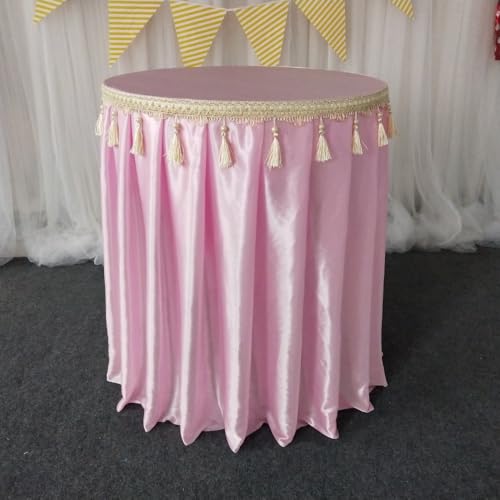Rosafarbener runder Tischrock mit Quasten, Perlen, Eisseide, Tischdecke für Hochzeit, Babyparty, Geburtstag, Party, Kuchen, Tischdekoration, 70 x 75 cm, elegant und vielseitig Rosafarbener runder Tischrock mit Quasten, Perlen, Eisseide, Tischdecke für Hochzeit, Babyparty, Geburtstag, Party, Kuchen, Tischdekoration, 70 x 75 cm, elegant und vielseitig von Generisch