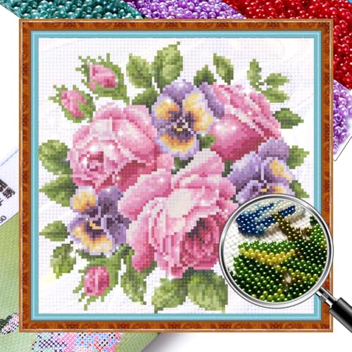 Rose Perlenstickerei Kreuzstich Set zum Selbermachen, Blume 9 CT komplettes Sortiment an vorgedruckten Startersets für Anfänger 29 x 28 cm Rose Perlenstickerei Kreuzstich Set zum Selbermachen, Blume 9 CT komplettes Sortiment an vorgedruckten Startersets für Anfänger 29 x 28 cm von Generisch