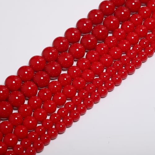 Rote Korallen-Naturstein-Perlen, rund, lose Perlen für DIY-Schmuckherstellung (Armband, Halskette), 6 mm von Generisch