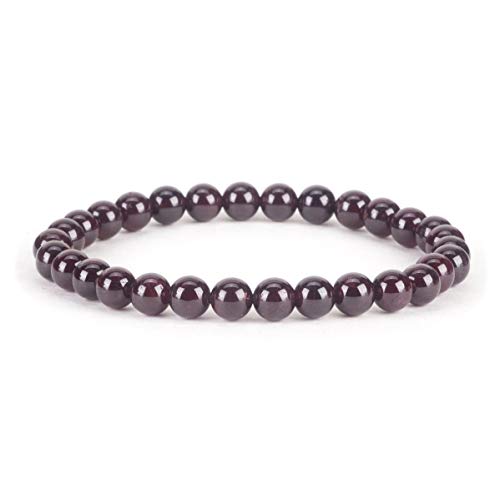 Roter Granat A Grade Medium – klein, mittel, groß – Edelstein-Perlenarmbänder für Damen und Herren – 6 mm runde Perlen von Generisch