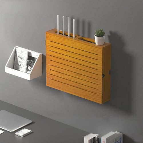 Router-Aufbewahrungsbox mit verstellbaren Regalen, versteckte Wandmontage, schwebender Medienschrank, Organizer für Schlafzimmer und Wohnzimmer (36 cm) von Generisch