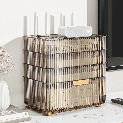 Router-Aufbewahrungsschrank, mehrschichtiger Box-Verteiler für Desktop-Netzwerkgeräte, signalfreundliches Design, stilvoller Organizer für Zuhause, Büro, Braun (32 cm) von Generisch