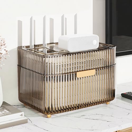 Router Storage CabinetSignalFriendly Desktop Organizer Rack Multilayer Storage Box for Home Office Decor StylishBox Hider (Brown 20cm/7.9in) von Generisch