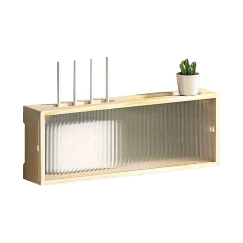 Router Wandhalterung Organizer Box, Massivholz und Acryl Design mit mehreren Drahtlöchern, Schiebetür für Kabelmanagement, Heimgebrauch Router Wandhalterung Organizer Box, Massivholz und Acryl Design mit mehreren Drahtlöchern, Schiebetür für Kabelmanagement, Heimgebrauch von Generisch