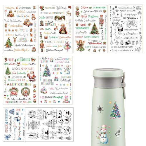 Rub Decals, Christmas Decals Rub Stickers, Christmas Tree Santa Fairy Rub Transfer Stickers for Paper, Fabric, Mugs, Scrapbooking Materials, Planners, Wedding Scrapbook von Generisch