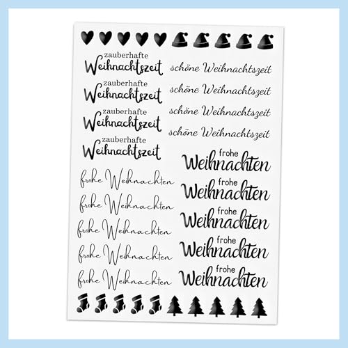 Rub-On Aufkleber Weihnachten, frohe Weihnachten, schöne Weihnachtszeit, zauberhafte Weihnachtszeit - DIN A5 von Generisch