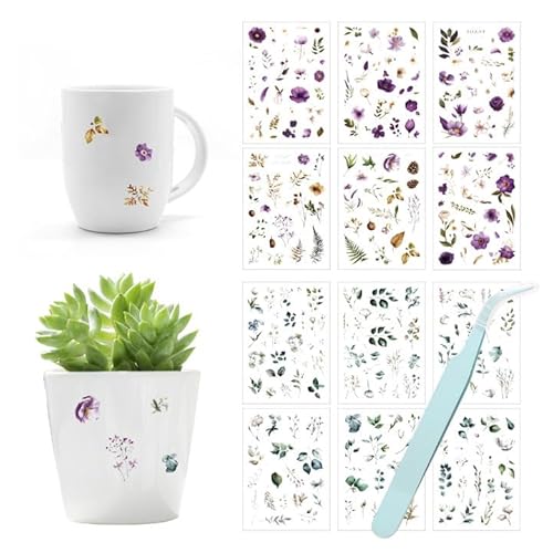 Rub on Sticker Blumen, Retro Aufkleber, DIY Scrapbooking Sticker – 12 florale Pflanz-Aufkleber Rub on Sticker Blumen, Retro Aufkleber, DIY Scrapbooking Sticker – 12 florale Pflanz-Aufkleber von Generisch