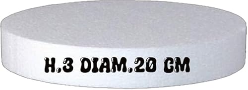 Runde Basis aus Polystyrol, Durchmesser 20 cm, Höhe 3 cm, Ständer für Cake Design und Dekorationen, Weiß Runde Basis aus Polystyrol, Durchmesser 20 cm, Höhe 3 cm, Ständer für Cake Design und Dekorationen, Weiß von Generisch