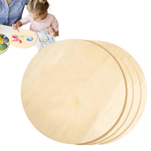Runde Holzscheiben, Holzringe für Handwerk | 4 Stücke unvollendetes natürliches Holz runde Kreise | Leicht rustikal handgefertigtes Handwerk für saisonale Urlaubsmalerei, Zeichnung, Schildherstellung von Generisch