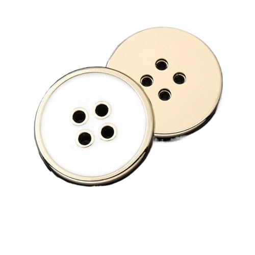Runde Metallknöpfe, 4-Loch-Zinklegierung für Kleidung, Hemdmanschetten, Mäntel, Nähen, Handarbeiten, Schwarz-Weiß-Gold(03,2pcs 11.5mm) von Generisch