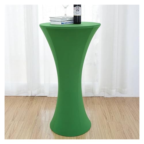 Runde Spandex-Tischdecken für Hochzeiten, Hotels und Veranstaltungen, weiße Polyester-Bezüge, 80 x 110 cm, grüner Akzent, perfekt für Cocktailtische und Partys, 10 Stück von Generisch