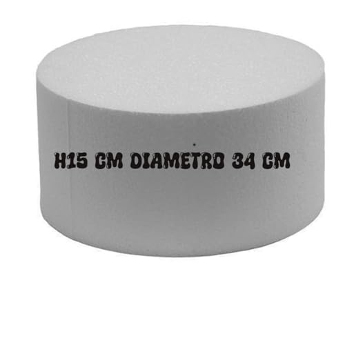 Runde Styroporbasis für Cake Design, 34 cm Durchmesser x 15 cm Höhe, weiß von Generisch