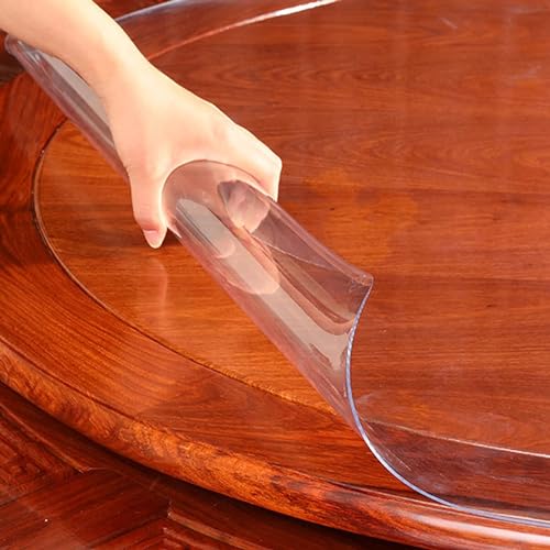 Runde Tischabdeckung, transparent, wasserdicht, PVC, für den Innenbereich, leicht zu reinigen, 1 mm dick, schützt vor verschütteten Flüssigkeiten und Kratzern. von Generisch
