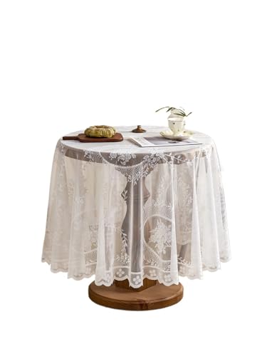 Runde Tischdecke aus Spitze für Nachttisch und Esstisch, Blumenmuster, elegante Heimdekoration, 180 x 180 cm, perfekt für Wohnzimmer und Schlafzimmer Runde Tischdecke aus Spitze für Nachttisch und Esstisch, Blumenmuster, elegante Heimdekoration, 180 x 180 cm, perfekt für Wohnzimmer und Schlafzimmer von Generisch