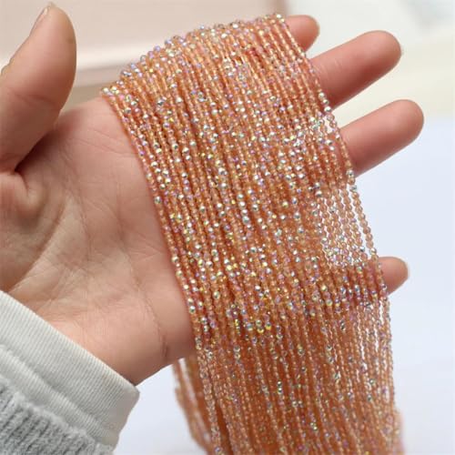 Runde facettierte Glasperlen mit Naturstein, 2 mm, für DIY-Schmuckherstellung, Halskette und Armband-Zubehör von Generisch