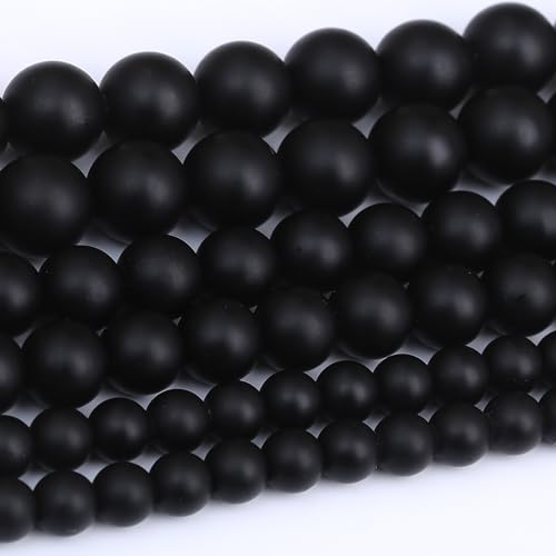 Runde lose Glasperlen aus mattiertem, schwarzem Glas, natürliche Edelsteinperlen, Kristall für Schmuckherstellung, Armband, Halskette, 6 mm Runde lose Glasperlen aus mattiertem, schwarzem Glas, natürliche Edelsteinperlen, Kristall für Schmuckherstellung, Armband, Halskette, 6 mm von Generisch