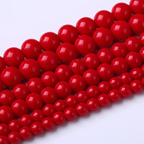 Runde lose Perlen, natürliche Edelstein-Kristallperlen zur Schmuckherstellung, 38,1 cm, Granatapfel-rotes Glas, 6 mm, U10-SA314 von Generisch