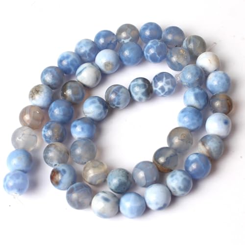 Runde lose Perlen aus Naturstein, blaue Achate, für Schmuckherstellung, 38,1 cm, 6/8/10 mm, DIY-Armbänder, Halsketten, 26 mm, 61 Stück Runde lose Perlen aus Naturstein, blaue Achate, für Schmuckherstellung, 38,1 cm, 6/8/10 mm, DIY-Armbänder, Halsketten, 26 mm, 61 Stück von Generisch