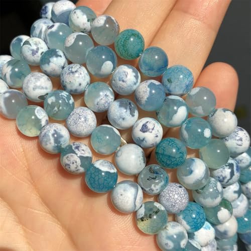 Runde lose Perlen aus Naturstein, blaue Achate, für Schmuckherstellung, 38,1 cm, 6/8/10 mm, DIY-Armbänder, Halsketten, 29 mm, 8 mm, 46 Stück Runde lose Perlen aus Naturstein, blaue Achate, für Schmuckherstellung, 38,1 cm, 6/8/10 mm, DIY-Armbänder, Halsketten, 29 mm, 8 mm, 46 Stück von Generisch
