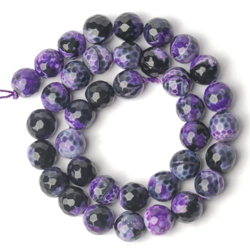 Runde lose Perlen aus Naturstein, blaue Achate, für Schmuckherstellung, 38,1 cm, 6/8/10 mm, DIY-Armbänder, Halsketten, 40 x 8 mm, 46 Stück von Generisch