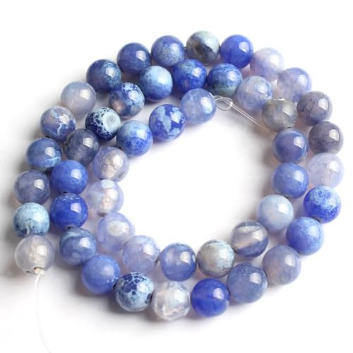 Runde lose Perlen aus Naturstein, blaue Achate, für Schmuckherstellung, 38,1 cm, 6/8/10 mm, DIY-Armbänder, Halsketten, 9, 8 mm, 46 Stück Runde lose Perlen aus Naturstein, blaue Achate, für Schmuckherstellung, 38,1 cm, 6/8/10 mm, DIY-Armbänder, Halsketten, 9, 8 mm, 46 Stück von Generisch