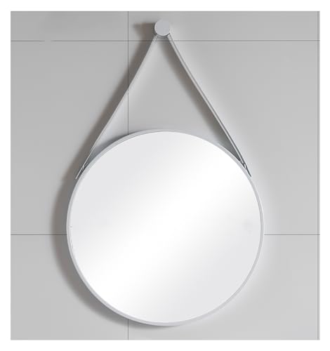 Runder Wandspiegel, dekorativer Hängespiegel mit Lederband, Metallrahmen, Schminkspiegel für Badezimmer, Schlafzimmer, Flur, Wohnzimmer, 60 cm Durchmesser Runder Wandspiegel, dekorativer Hängespiegel mit Lederband, Metallrahmen, Schminkspiegel für Badezimmer, Schlafzimmer, Flur, Wohnzimmer, 60 cm Durchmesser von Generisch