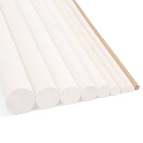 Rundstab Eiche 1m lang, Ø 8-40mm, Holzrundstäbe Rundholz Bastelholz Treppensprosse (Ø 8 mm) von Generisch