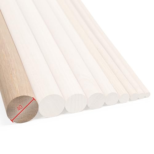 Rundstab Eiche 1m lang, Ø 8-40mm, Holzrundstäbe Rundholz Bastelholz Treppensprosse (Ø 40mm) von Generisch