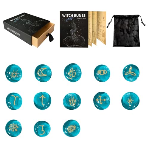 Runen-Set, Ritualsteine, Runen-Set mit Tasche und Leitfaden für Heidentum-Rituale, Dekoration, Ornamente, Männer und Frauen von Generisch