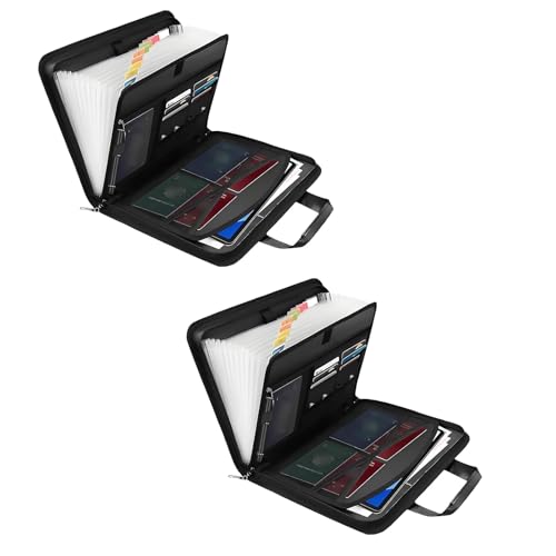 Rushclick Aktenordner, A4-Aktenordner mit großer Kapazität, Mappen Ordnersystem Document Folder mit Griff und Etiketten für Schul- und Bürobedarf (2 pcs) von Generisch
