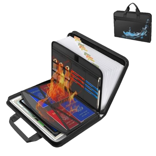 Rushclick-Aktenordner, großvolumige feuerfeste und wasserdichte Aufbewahrungstasche, tragbare faltbare Ordner mit farbcodierten Registerkarten, erweiterbare integrierte Griff-Akkordeontasche (1PC) von Generisch
