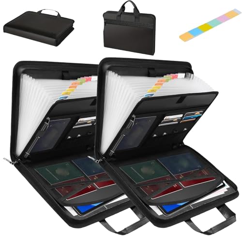 Rushclick File Folder, Expanding File Organizer with 13pocket, Rushclick Filing Folder Large Capacity for Letter A4 Files and More, Lockable Files Folders (2 PCS) von Generisch