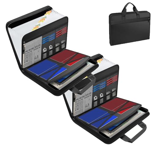 Rushclick File Folder, Expanding Files Organizer with 26 Pocket, Large Capacity A4 FireproofFile Folder with Handle, Detachable and Portable (2Pcs) von Generisch