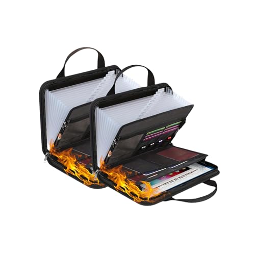 Rushclick File Folder, Fireproof and Waterproof File - Rushclick, Large Capacity A4 Fireproof Files Folders with Handle, Accordion Files Organizer with Colored Tabs (2PCS) von Generisch