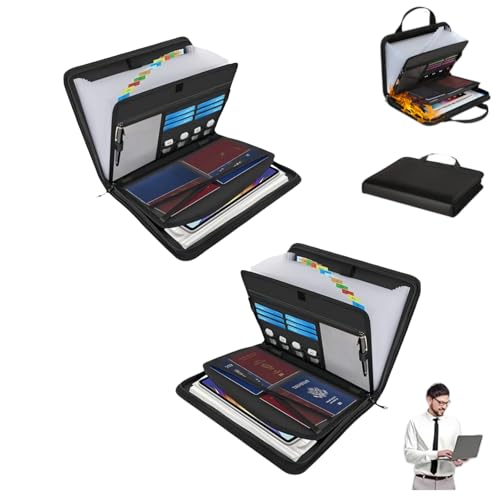 Rushclick File Folder, Fireproof and Waterproof File - Rushclick, Large Capacity for Letter A4 Files and More, Accordion Files Organizer with Lock (2pcs) von Generisch